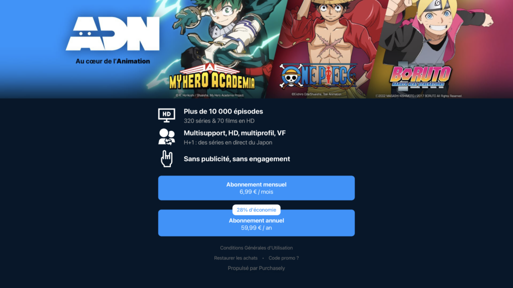 Télécharger Anime Digital Network, ADN, une plateforme de streaming d'animes  - Entreprend